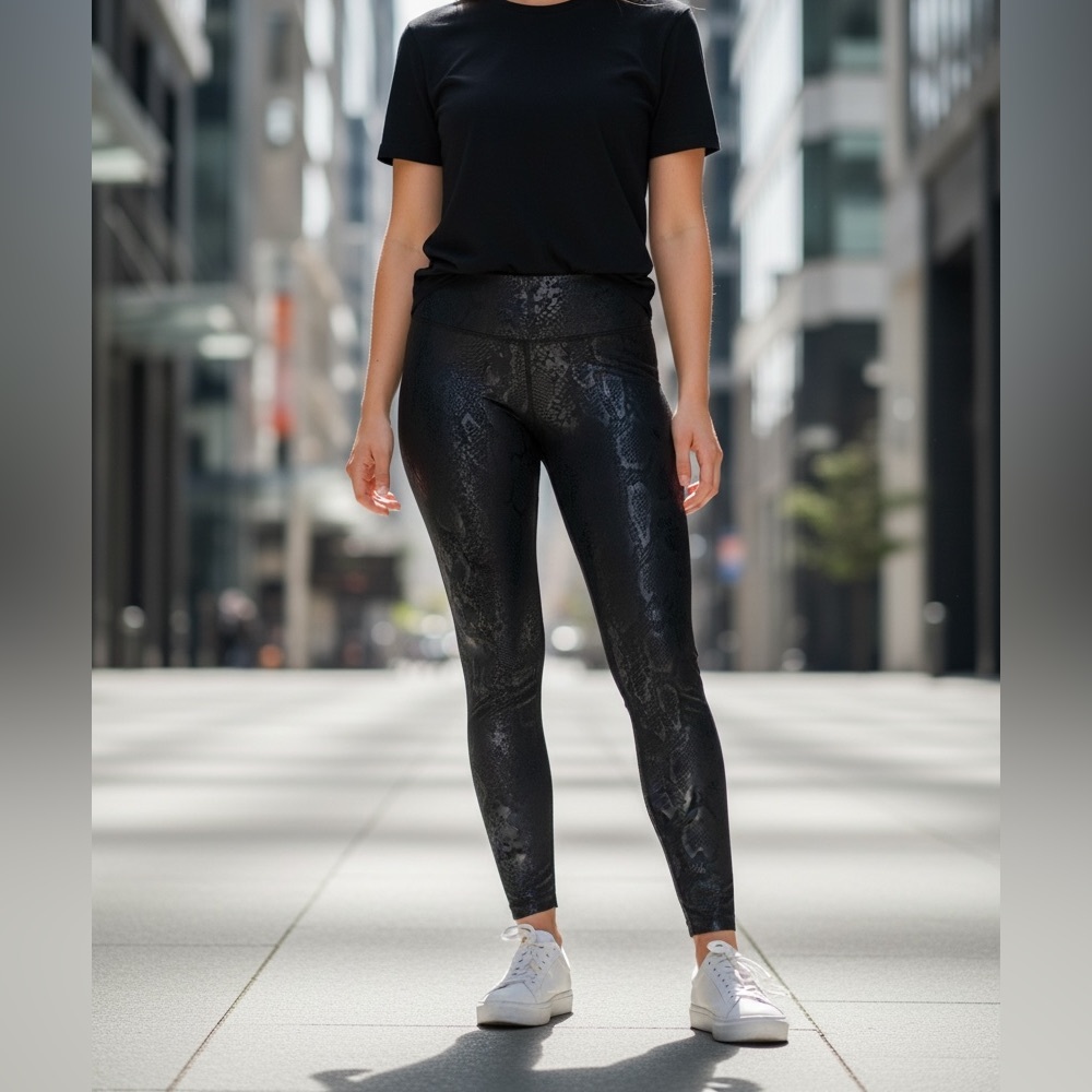 American Eagle Outfitters Black Snake-Print High-Rise Leggings